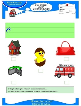 Çocuklar İçin C Sesi Çalışma Sayfaları 